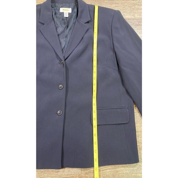 Talbots 3 Button Blazer Navy Blue Jacket Pockets Shoulder Pads Size 18 - Picture 3 of 9